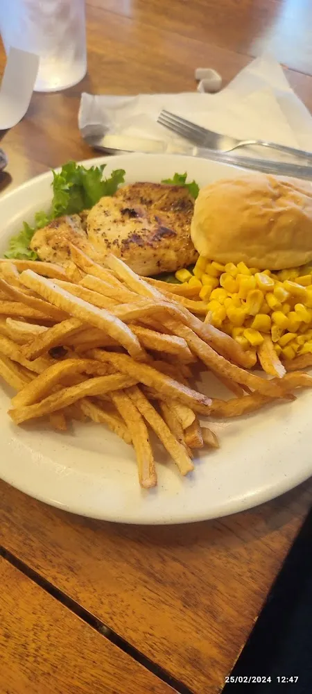 French Fries Corn Steamed Broccoli