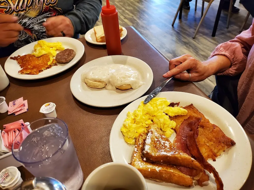French Toast Scrambled Eggs Hash Browns Bacon